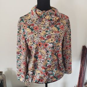 Vintage floral cowl neck blouse